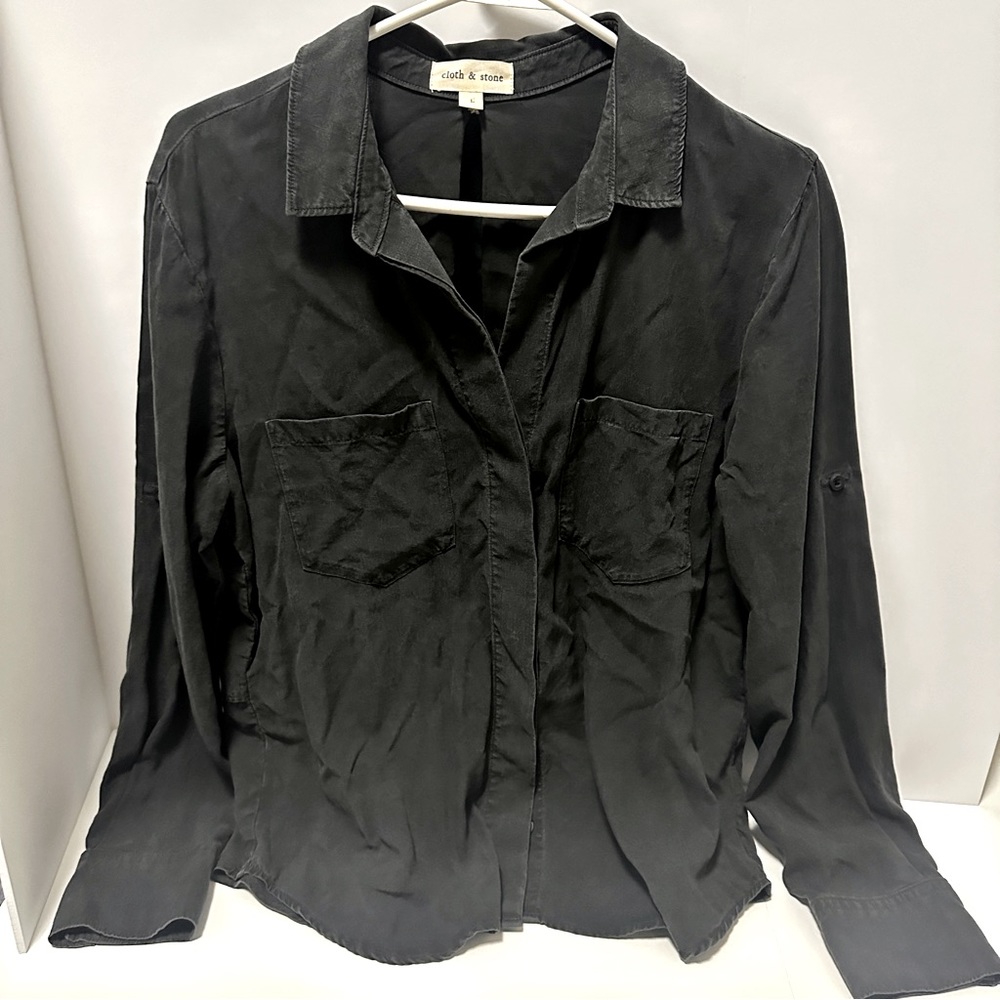 Slouchy Grey Button Down Sz L